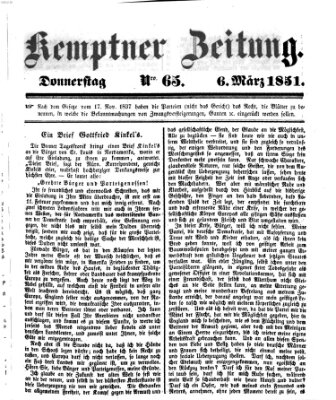 Kemptner Zeitung Donnerstag 6. März 1851