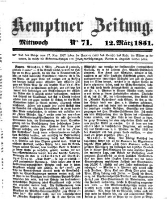 Kemptner Zeitung Mittwoch 12. März 1851