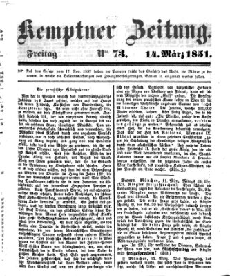 Kemptner Zeitung Freitag 14. März 1851