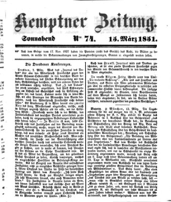 Kemptner Zeitung Samstag 15. März 1851