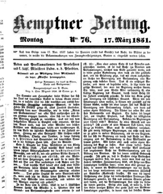 Kemptner Zeitung Montag 17. März 1851