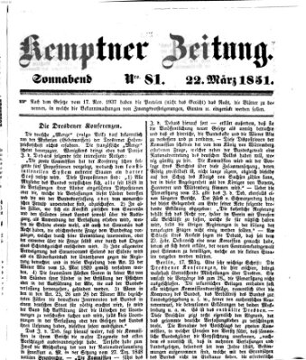 Kemptner Zeitung Samstag 22. März 1851