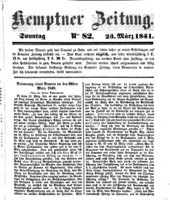 Kemptner Zeitung Sonntag 23. März 1851