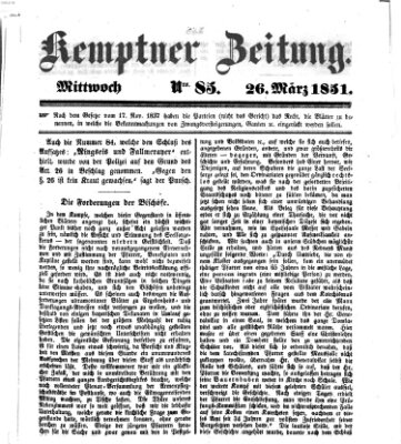 Kemptner Zeitung Mittwoch 26. März 1851