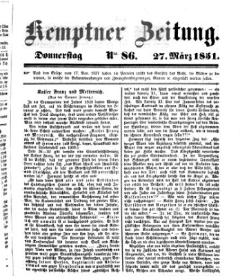 Kemptner Zeitung Donnerstag 27. März 1851