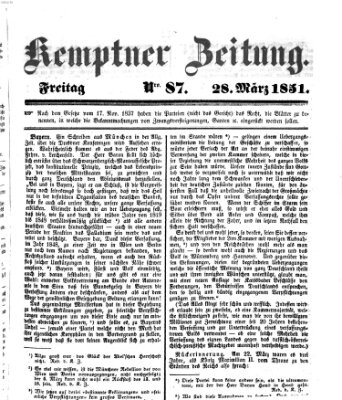 Kemptner Zeitung Freitag 28. März 1851