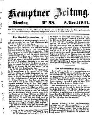 Kemptner Zeitung Dienstag 8. April 1851