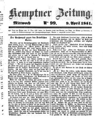 Kemptner Zeitung Mittwoch 9. April 1851