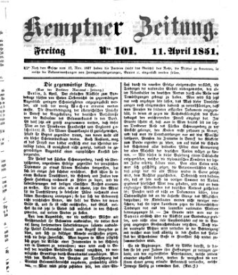 Kemptner Zeitung Freitag 11. April 1851