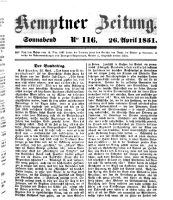 Kemptner Zeitung Samstag 26. April 1851