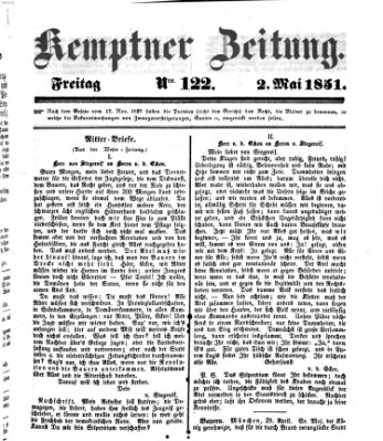 Kemptner Zeitung Freitag 2. Mai 1851