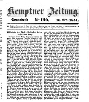 Kemptner Zeitung Samstag 10. Mai 1851