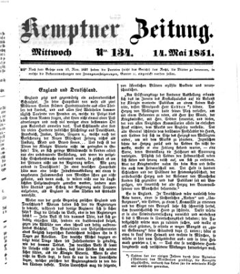 Kemptner Zeitung Mittwoch 14. Mai 1851