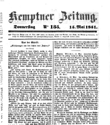 Kemptner Zeitung Donnerstag 15. Mai 1851