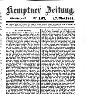 Kemptner Zeitung Samstag 17. Mai 1851