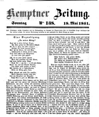 Kemptner Zeitung Sonntag 18. Mai 1851