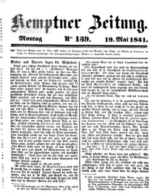 Kemptner Zeitung Montag 19. Mai 1851