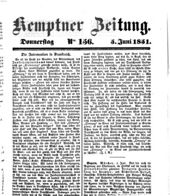 Kemptner Zeitung Donnerstag 5. Juni 1851