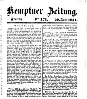 Kemptner Zeitung Freitag 20. Juni 1851