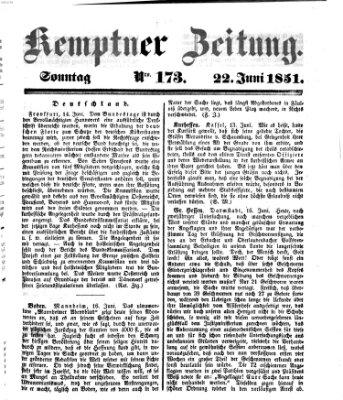 Kemptner Zeitung Sonntag 22. Juni 1851