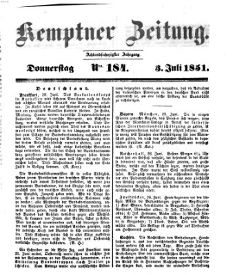 Kemptner Zeitung Donnerstag 3. Juli 1851