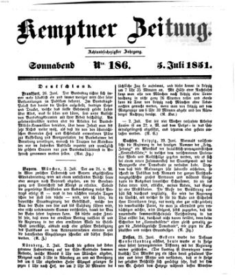 Kemptner Zeitung Samstag 5. Juli 1851