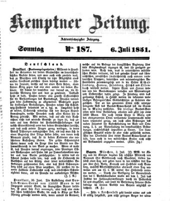 Kemptner Zeitung Sonntag 6. Juli 1851