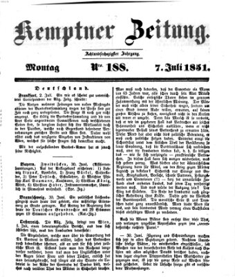 Kemptner Zeitung Montag 7. Juli 1851