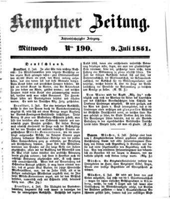 Kemptner Zeitung Mittwoch 9. Juli 1851