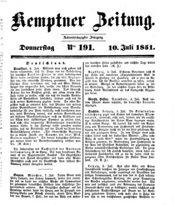 Kemptner Zeitung Donnerstag 10. Juli 1851