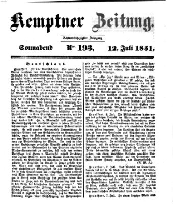 Kemptner Zeitung Samstag 12. Juli 1851