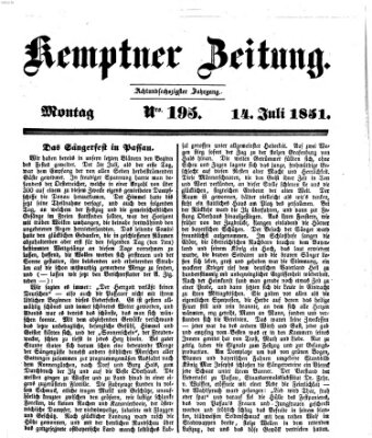 Kemptner Zeitung Montag 14. Juli 1851