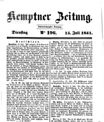 Kemptner Zeitung Dienstag 15. Juli 1851