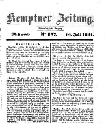Kemptner Zeitung Mittwoch 16. Juli 1851