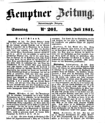 Kemptner Zeitung Sonntag 20. Juli 1851