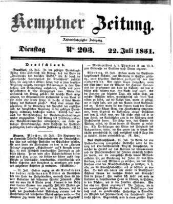 Kemptner Zeitung Dienstag 22. Juli 1851