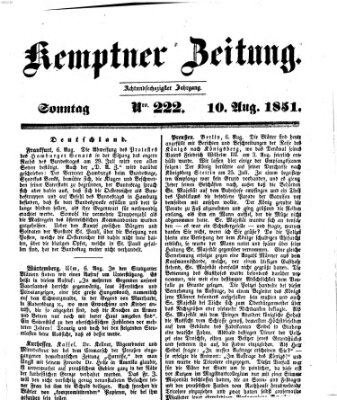 Kemptner Zeitung Sonntag 10. August 1851