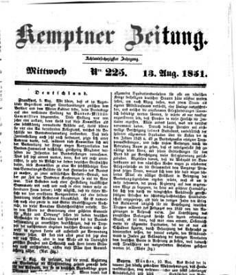 Kemptner Zeitung Mittwoch 13. August 1851