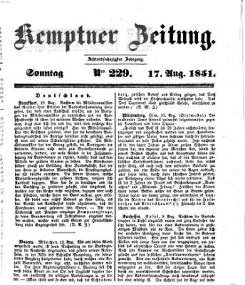 Kemptner Zeitung Sonntag 17. August 1851