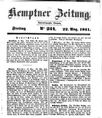 Kemptner Zeitung Freitag 22. August 1851