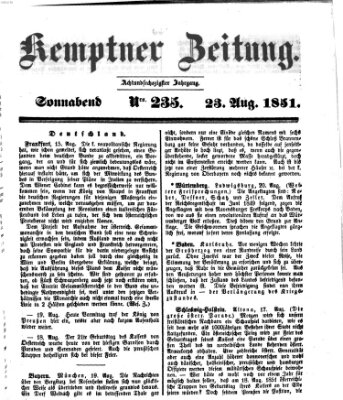 Kemptner Zeitung Samstag 23. August 1851