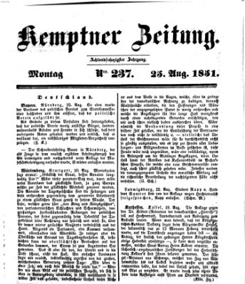 Kemptner Zeitung Montag 25. August 1851