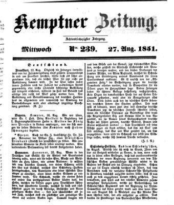 Kemptner Zeitung Mittwoch 27. August 1851