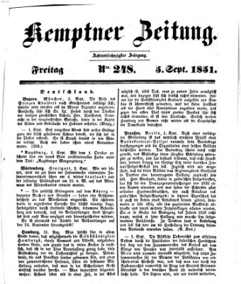 Kemptner Zeitung Freitag 5. September 1851