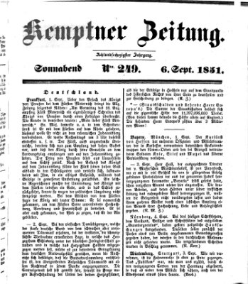 Kemptner Zeitung Samstag 6. September 1851