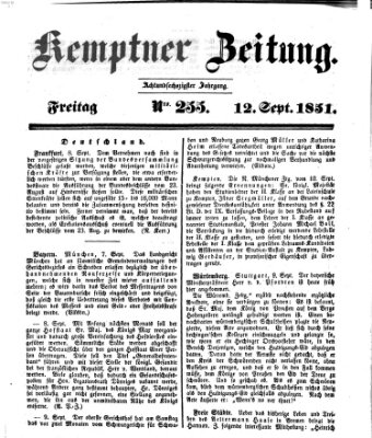 Kemptner Zeitung Freitag 12. September 1851