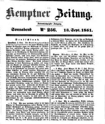 Kemptner Zeitung Samstag 13. September 1851