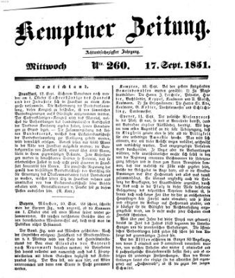 Kemptner Zeitung Mittwoch 17. September 1851