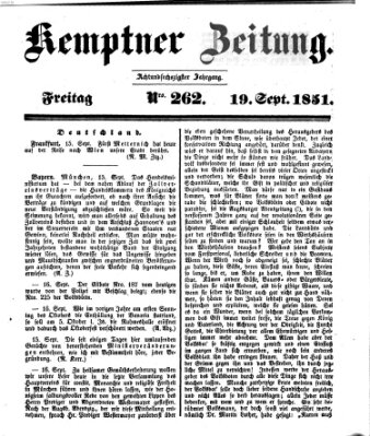 Kemptner Zeitung Freitag 19. September 1851