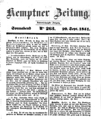 Kemptner Zeitung Samstag 20. September 1851